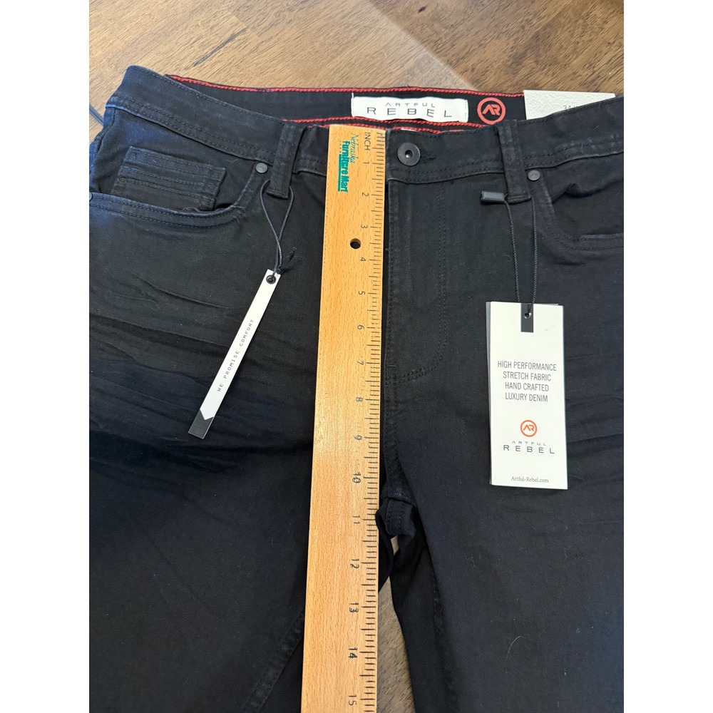 Artful Rebel Jax Slim Fit Black Denim Shorts Mens Size 34 NWT Stretch Luxury - Picture 4 of 6